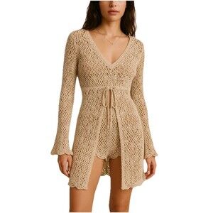 Great American Sweater Y2K Crochet Drawstring Waist Size Large